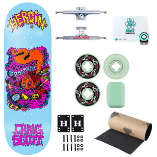 Heroin Premium Skateboard Complete Craig Scrap Metal Slappy Trucks Slime Balls and Quantum Snot Particles Bearings