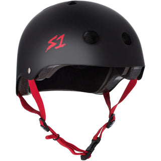 S-One Skateboard Helmet Lifer Black Matte/Red Straps Size M + 2 Sizing Liners