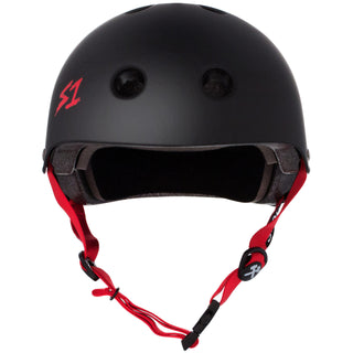 S-One Skateboard Helmet Lifer Black Matte/Red Straps + 2 Sizing Liners