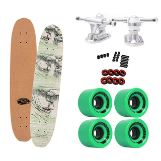 The Heated Wheel Skateboard Complete Polarizer Bio Surf Cork Top Retro Cruiser