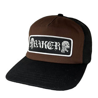 Baker Skateboards Hat Twin Skulls Trucker Black