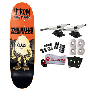 Heroin Skateboard Complete Hills Have Eggs (Assorted) 9.5" x 32.2"