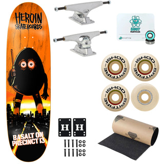 Heroin Premium Skateboard Complete Basalt On Precinct 13 Egg (Assorted) Ft. Krux/Spitfire/Quantum
