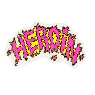 Heroin Skateboard Sticker Scrap Metal Neon Pink 5.25" x 3.5"