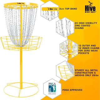Hive Disc Golf Portable Practice Basket Lite Yellow