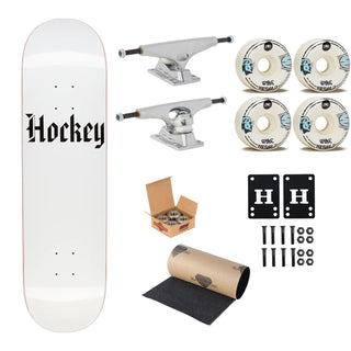 Hockey Premium Upgrade Skateboard Stone White 9.0" x 33.254" Krux Trucks, SML Wheels, Independent Bearings
