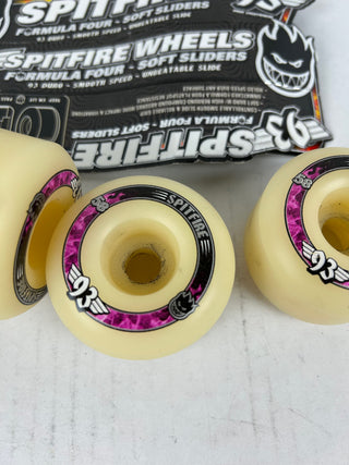 OPEN BOX Spitfire Skateboard Wheels 58mm F4 Soft Sliders 93A Radials Natural