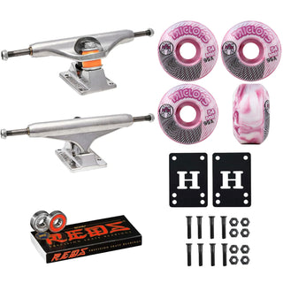 Independent Skateboard Trucks 139 (8.0") Triclops Wheels 54mm 99A, Bones Reds