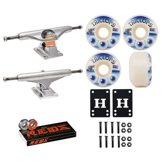 Independent Skateboard Trucks 139 (8.0") Triclops Wheels 51mm 99A, Bones Reds