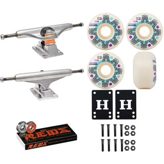 Independent Skateboard Trucks 139 (8.0") Triclops Wheels 53mm 99A White, Bones Reds
