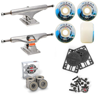 Independent Skateboard Trucks 139 + Satori 54mm 101A Wheels Indy Bearings Hardware Risers