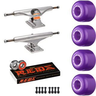Independent Skateboard Package - 149 (8.5") Trucks, Powell Peralta Mini-Cubic Purple Wheels, Amp 5 Bearings