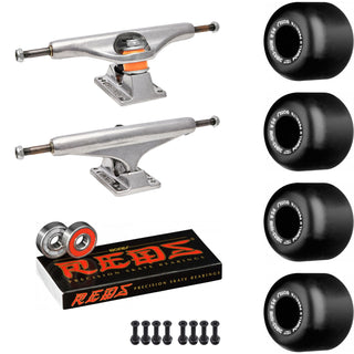 Independent Skateboard Package - 149 (8.5") Trucks, Powell Peralta Mini-Cubic Black Wheels, Bones Reds