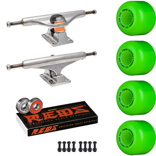 Independent Skateboard Package - 159 (8.75") Trucks, Powell Peralta Mini-Cubic Green Wheels, Bones Reds