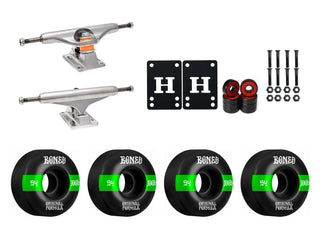Independent Trucks 129 (7.6"), Bones 100's 54mm V4 #14 Black Wheels/Bearings/Hardware