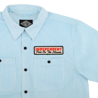 Independent Trucks Shirt Free On The Streets Button Up White/Blue Stripes