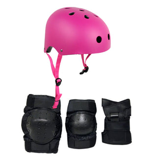 Skateboard Helmet Elbow/Knee/Wrist Pad Combo Skateboarding Skate Park Safety Kit Purple Helmet Small Pads