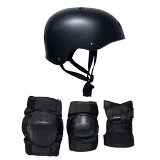Skateboard Helmet Elbow/Knee/Wrist Pad Combo Skateboarding Skate Park Safety Kit Black Helmet Medium Pads