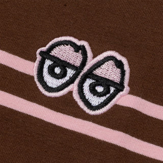 Krooked Skateboards Shirt Eyes Embroidered Stripe Brown/Pink