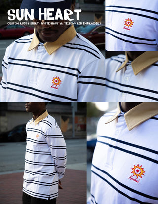 Krooked Skateboards Shirt Sun Heart Rugby White/Navy