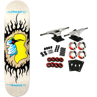 Krooked Skateboard Complete Anderson Pink Flame White 8.38" x 32"