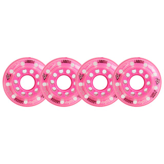 Labeda Whips Roller Hockey Wheels - Pink X-Soft 68mm - 4-Pack with Evo Spacers