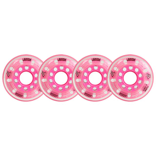 Labeda Whips Roller Hockey Wheels - Pink X-Soft 72mm - 4-Pack with Evo Spacers