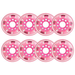 Labeda Whips Roller Hockey Wheels - Pink X-Soft 72mm - 8-Pack with Evo Spacers