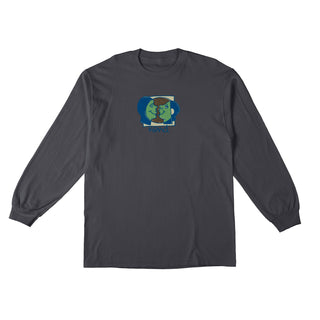 Krooked Skateboards Longsleeve Shirt   Moonsmiley Charcoal Grey