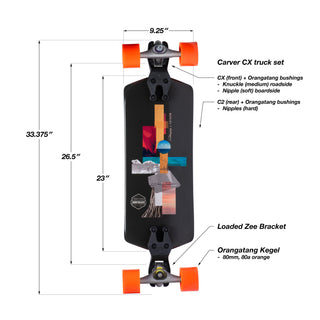 Loaded Boards Fathom Surfskate Complete; Zee Bracket, Carver Trucks and Orangatang Kegels