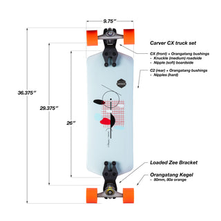 Loaded Boards Tangent Surfskate Complete; Zee Bracket, Carver Trucks and Orangatang Kegels