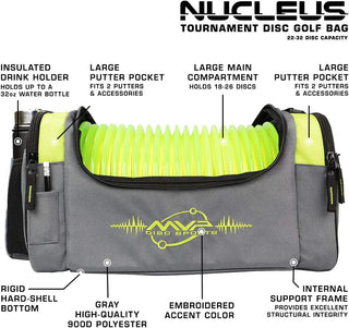 MVP Discs Disc Golf Tournament Bag - Nucleus Version 2 - Holds 22-32 Discs