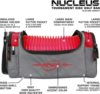 MVP Discs Disc Golf Tournament Bag - Nucleus Version 2 - Holds 22-32 Discs