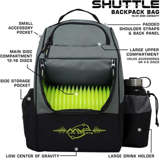 MVP Discs Disc Golf Backpack Bag - Shuttle Backpack - Holds 18-24 Discs