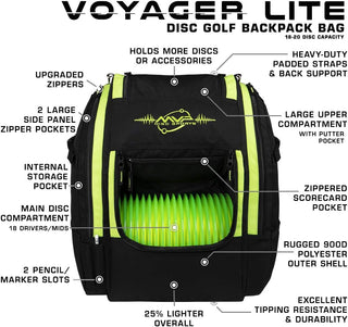 MVP Discs Disc Golf Backpack Bag - Voyager Lite Backpack Lime