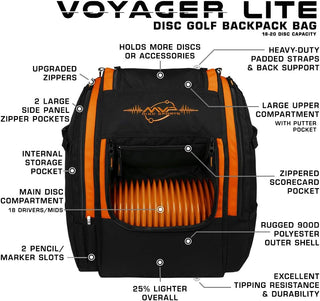 MVP Discs Disc Golf Backpack Bag - Voyager Lite Backpack Orange
