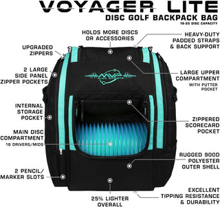 MVP Discs Disc Golf Backpack Bag - Voyager Lite Backpack Teal