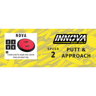 Innova Disc Golf Overmold XT Nova Putting Disc 2/3/0/0 Orange Blue/Navy Shatter 171 grams
