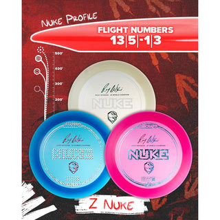 Discraft Disc Golf Z Line Nuke Distance Driver 13/5/-1/3 White/Purple 167-169g