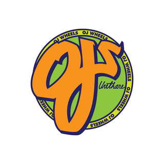 OJ Wheels Skateboard Sticker Standard Green/Orange 6" x 6.5"