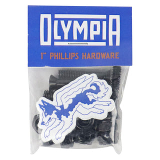 Olympia Supply Skateboard Mounting Hardware Phillips Black 1"