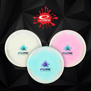 Latitude 64 Disc Golf Opto-Ice Splash Moonshine Pure Putter 3/3/-1/1 Pink Glow/Gold 173 grams