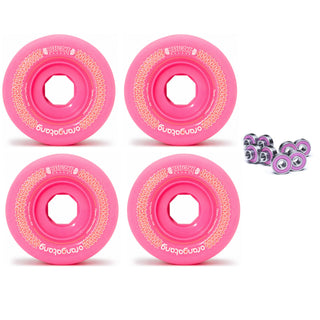 Orangatang Longboard Wheels Beefcake Pink 73mm 83A with Loaded Jehu V2 Bearings
