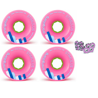 Orangatang Longboard Wheels Stimulus Pink 70mm 83A with Loaded Jehu V2 Bearings