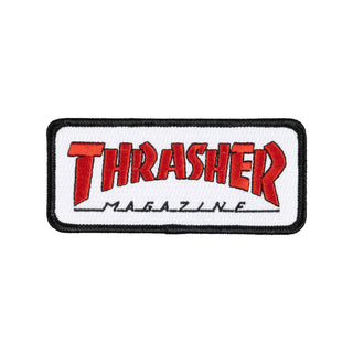 Thrasher Skateboard Magazine Patch Outlined White 4" x 1.75"