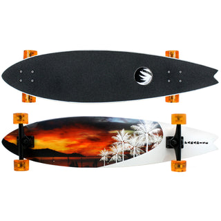 Paradise Longboard 9.5" x 39.5" White Sunset Swallow Tail Fish Shape