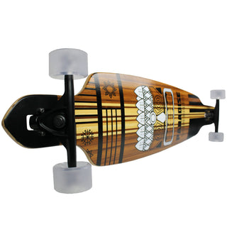 Paradise Longboard 9.5" x 44" Bamboo Tiki Face Drop Through Pintail