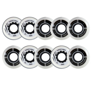 Player's Choice Indoor Roller Hockey Goalie Wheels 10-Pack - 59mm Extra Soft 74A (4) + Medium 78A (6) Concept