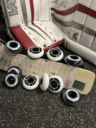 Player's Choice Indoor Roller Hockey Goalie Wheels 10-Pack - 59mm Extra Soft 74A (6) + Medium 78A (4) Concept
