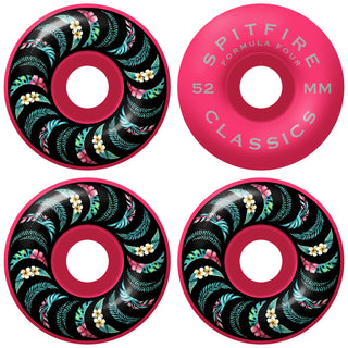Spitfire Skateboard Wheels 52mm F4 99A Floral Classic Pink